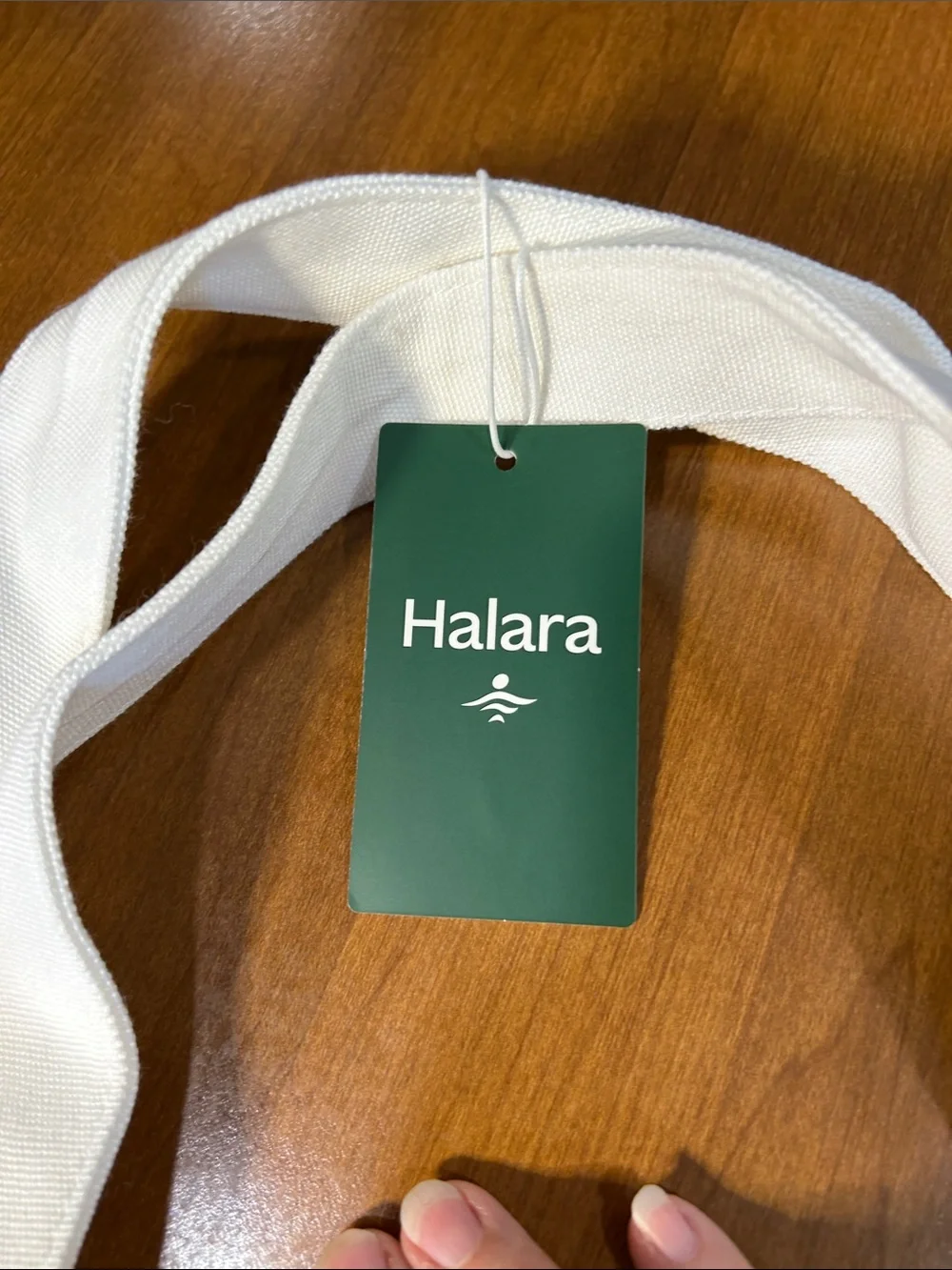 HALARA White Canvas Tote with Green Logo